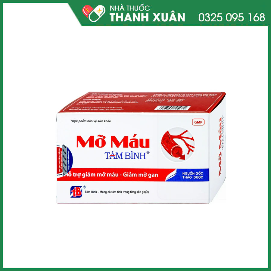 Mỡ máu Tâm Bình giúp hỗ trợ giảm mỡ máu, xuất huyết mạch máu, giảm nguy cơ gan nhiễm mỡ, thanh nhiệt giải độc, bảo vệ gan